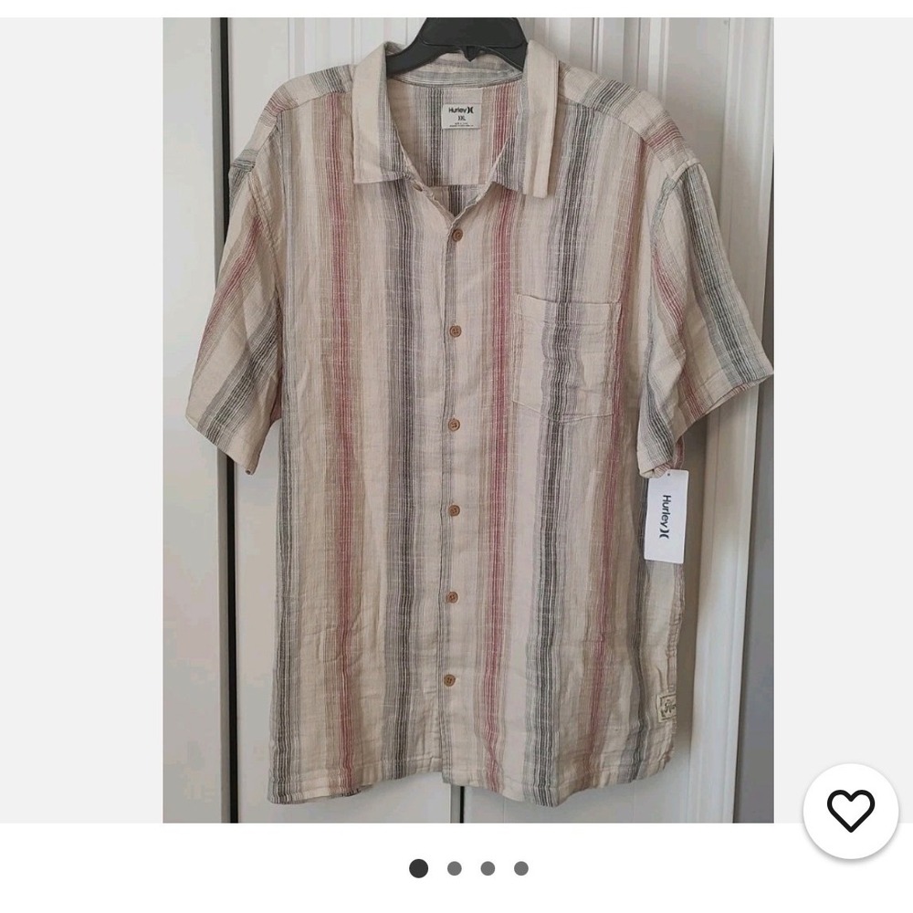 Hurley Mens Striped Short Sleeve‎ Button Up Shirt Size S NWT